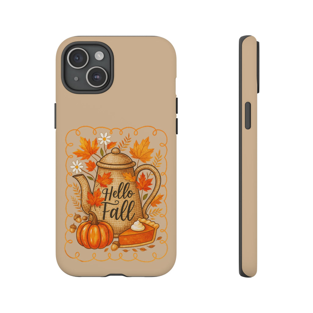 Fall-Themed Phone Case, Autumn Decor Case, Hello Fall Phone Cover, Gift for Her, Seasonal Mobile Accessory
