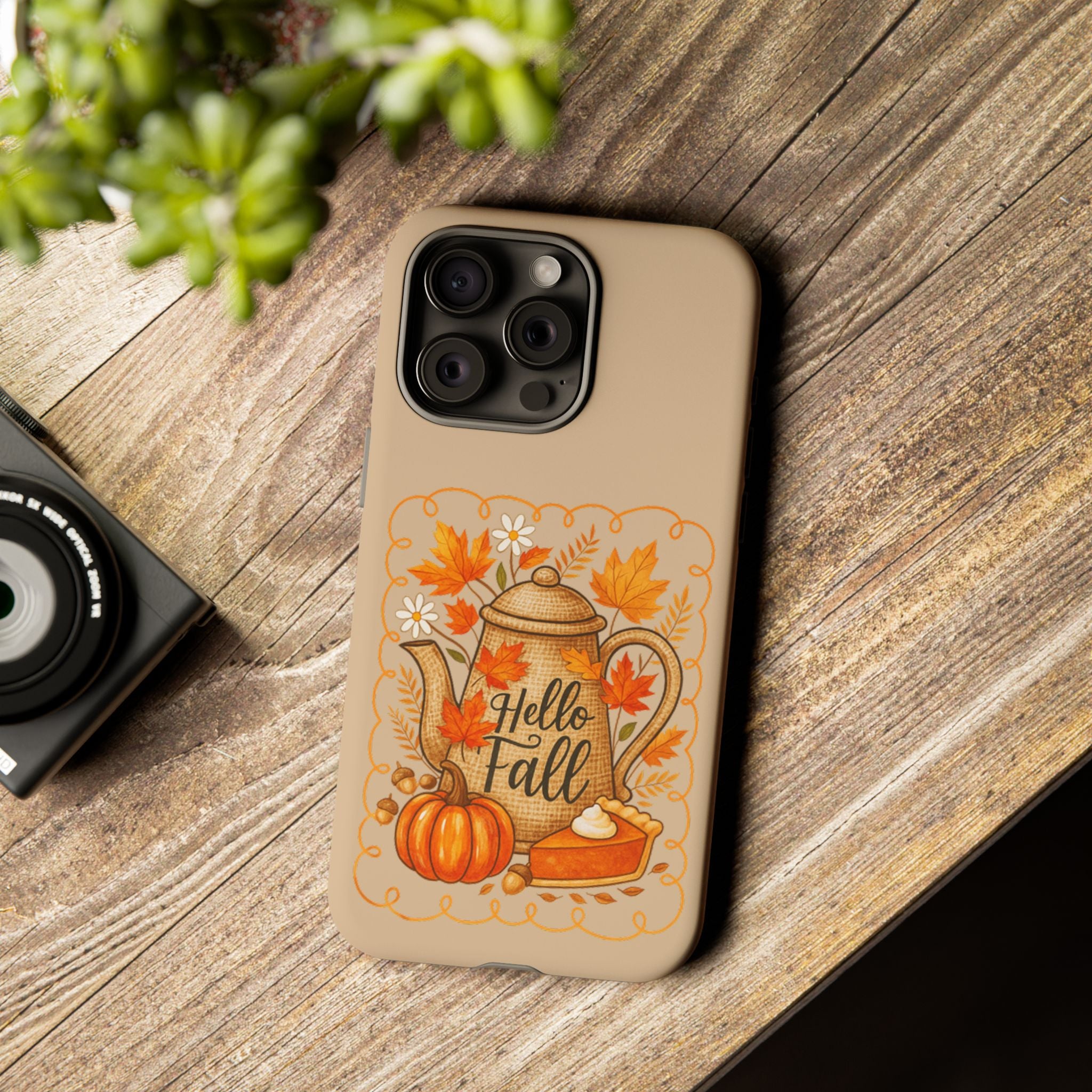 Fall-Themed Phone Case, Autumn Decor Case, Hello Fall Phone Cover, Gift for Her, Seasonal Mobile Accessory
