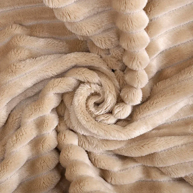 Winter Flannel Blankets Solid Striped Coral Fleece Blankets Faux Fur Mink Throw Soft Warm Bedspread Coverlet Plaid Blankets