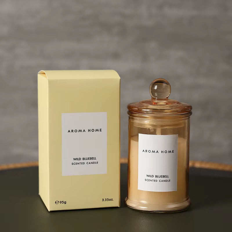 Ins Style Vintage Glass Jar Scented Candle Essential Oils Soy Wax Candle Aromatherapy Home Decoration Birthday Xmas Gift