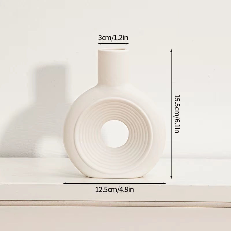 White Ceramic Vase Modern Decorative Vase for Pampas Grass Minimalist Flower Vases for Centerpiece Wedding Office Home Decor