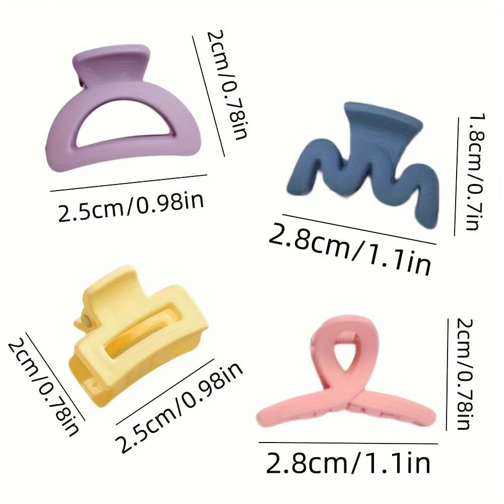 20 Pcs/Bag Solid Color Matte Hollow Hair Claw Clip Candy Color Catch Barrettes Stylish Hair Accessories Suitable for Women
