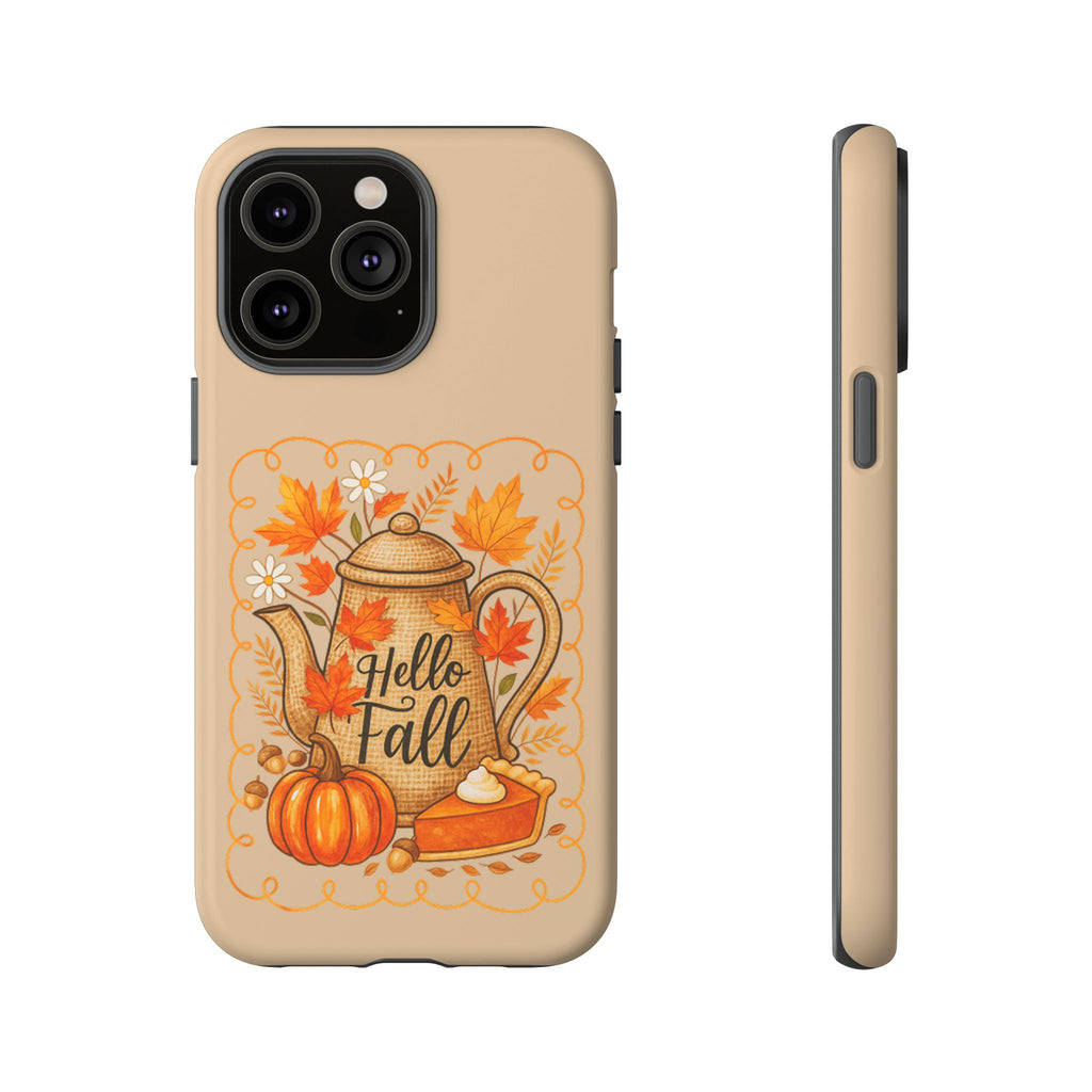 Fall-Themed Phone Case, Autumn Decor Case, Hello Fall Phone Cover, Gift for Her, Seasonal Mobile Accessory