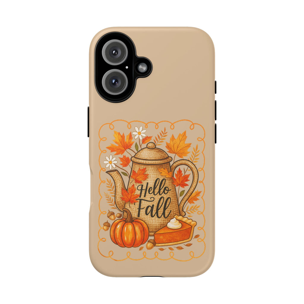 Fall-Themed Phone Case, Autumn Decor Case, Hello Fall Phone Cover, Gift for Her, Seasonal Mobile Accessory