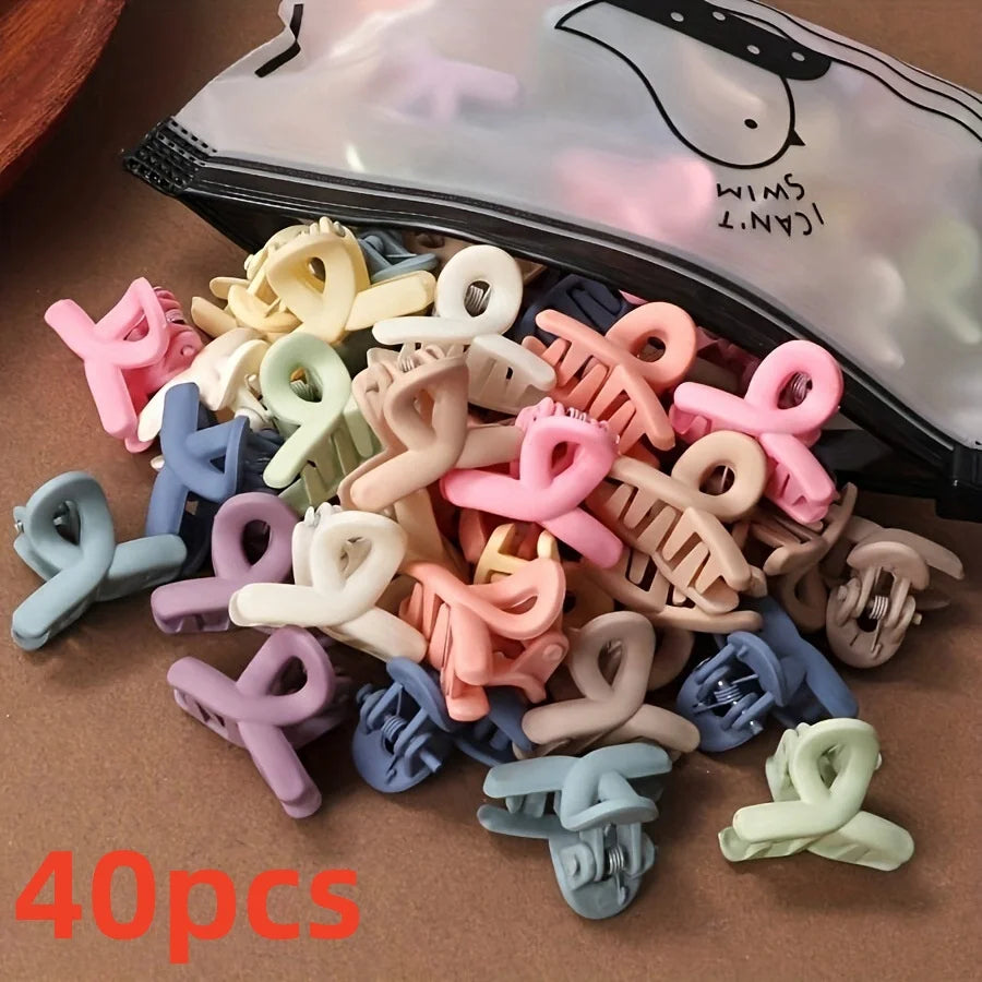 20 Pcs/Bag Solid Color Matte Hollow Hair Claw Clip Candy Color Catch Barrettes Stylish Hair Accessories Suitable for Women