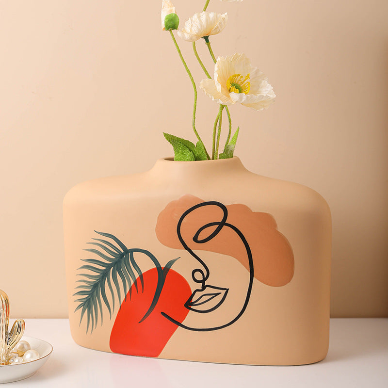 Nordic Painted Ceramic Vase Ins Living Room Decoration Ornaments