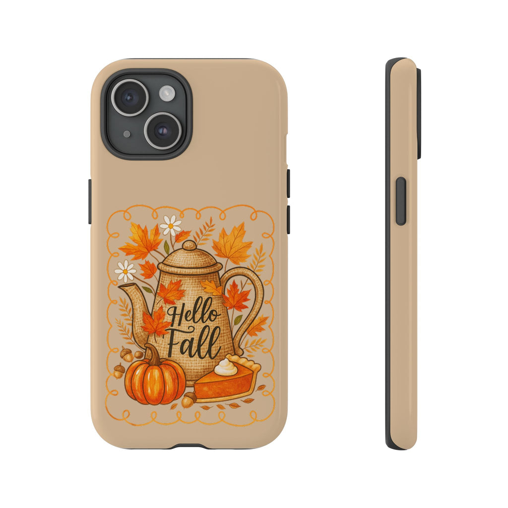 Fall-Themed Phone Case, Autumn Decor Case, Hello Fall Phone Cover, Gift for Her, Seasonal Mobile Accessory