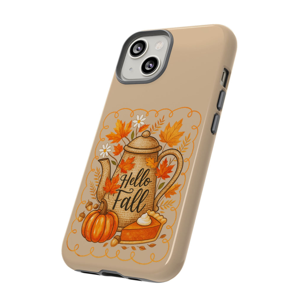 Fall-Themed Phone Case, Autumn Decor Case, Hello Fall Phone Cover, Gift for Her, Seasonal Mobile Accessory