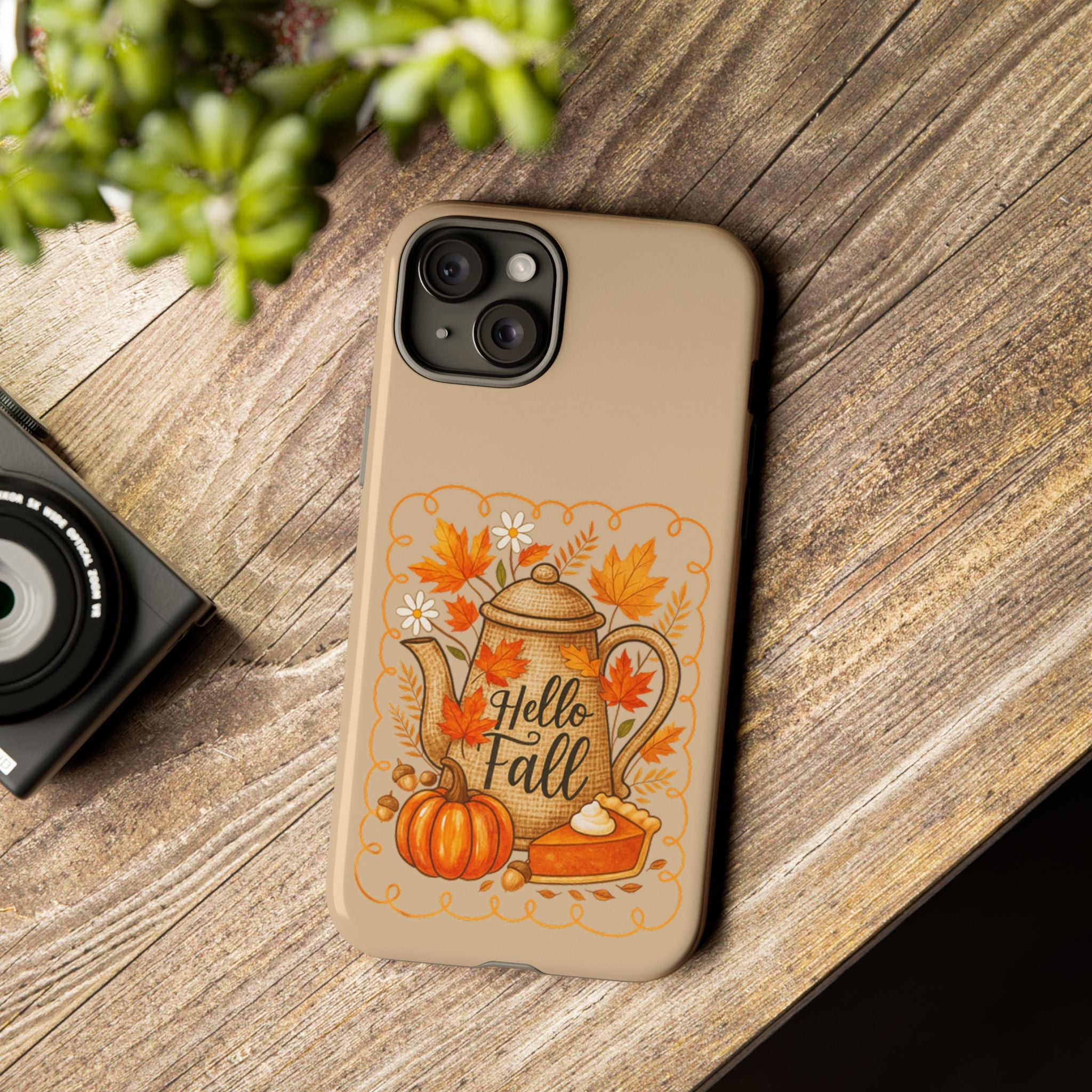 Fall-Themed Phone Case, Autumn Decor Case, Hello Fall Phone Cover, Gift for Her, Seasonal Mobile Accessory