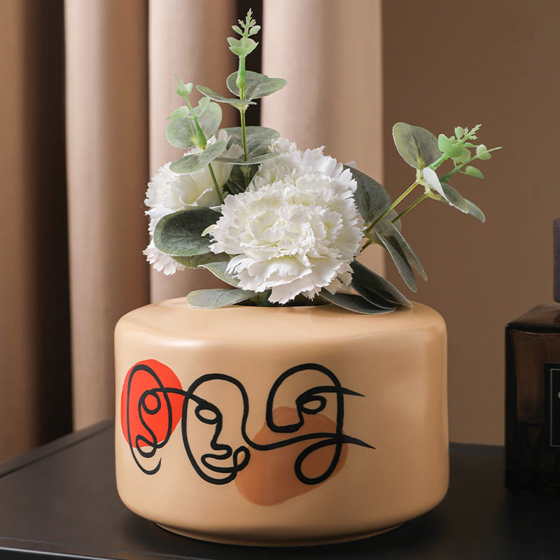 Nordic Painted Ceramic Vase Ins Living Room Decoration Ornaments