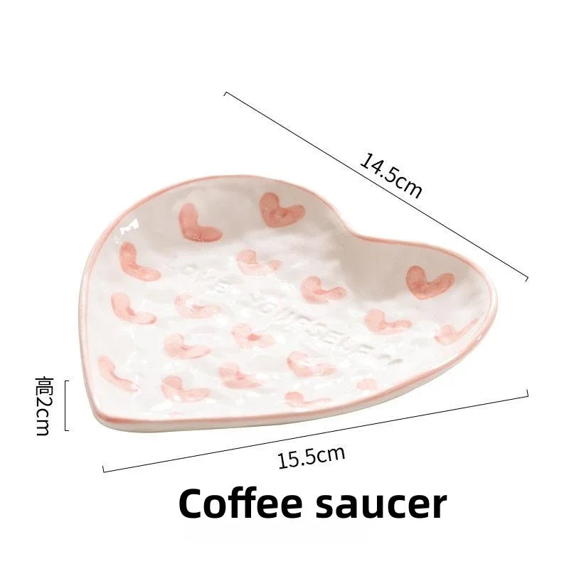 Creative INS Style Cute Coffee Mug Tea Cup Hand Painted Love Heart Ceramics Milk Cups Coffee Cups for Home Office Tableware Gift