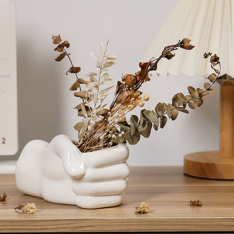 Nordic Ceramic Vase Crafts Creative Gesture Vase Living Room Simple Flower Arrangement Cat'S Paw Vase