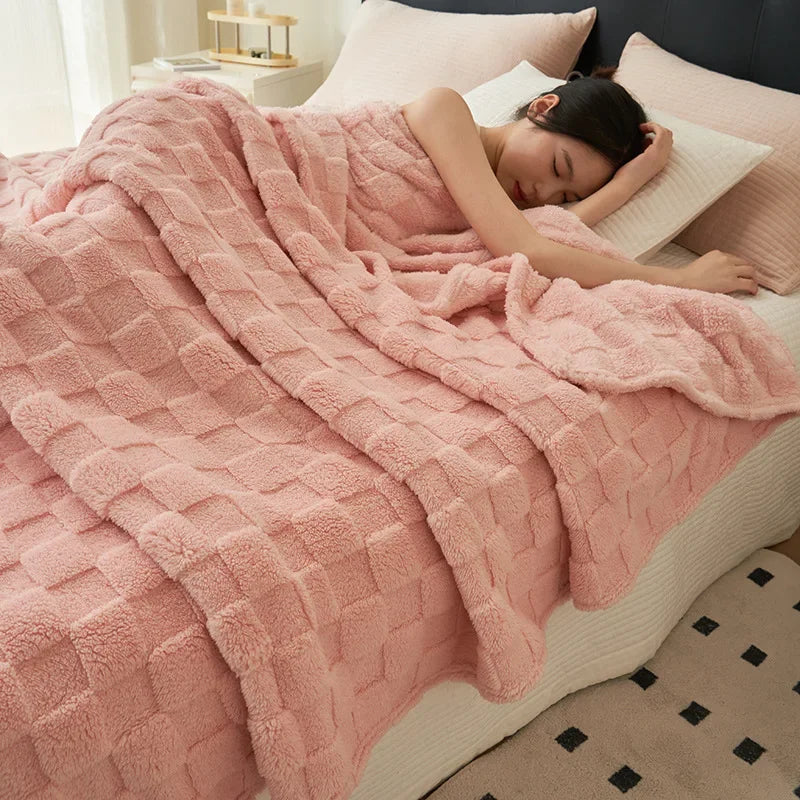 Waffle Plush Multifunctional Blanket, High Weight Farai Plush Milk Plush Beibei Plush Warm Blanket, Winter