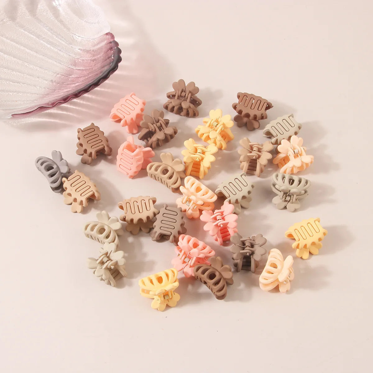 20Pcs/Set Simple Frosted Small Hair Claws Girls Cute Solid Color Acrylic Hairpin High Horsetail Clamp Headwear Hair Accessories