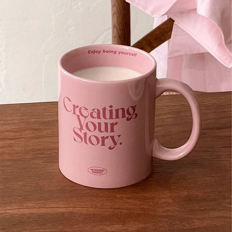 Pink Romantic English Ceramic Mug Cream Breakfast Cup Mugs Coffee Cups Ceramic Mug