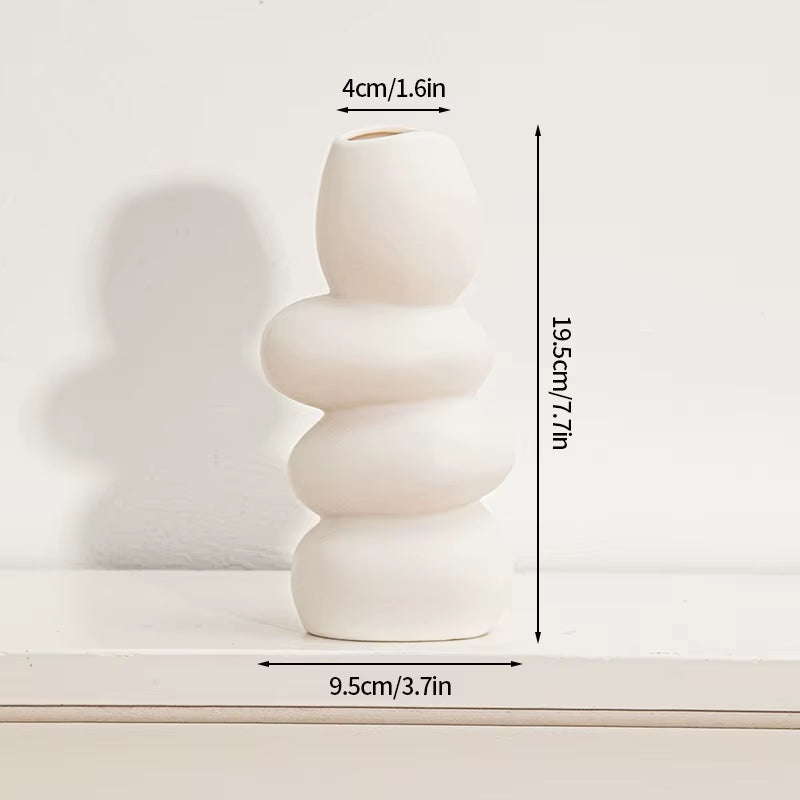 White Ceramic Vase Modern Decorative Vase for Pampas Grass Minimalist Flower Vases for Centerpiece Wedding Office Home Decor