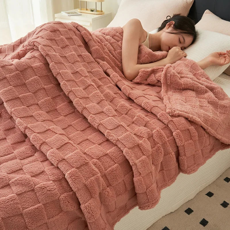 Waffle Plush Multifunctional Blanket, High Weight Farai Plush Milk Plush Beibei Plush Warm Blanket, Winter