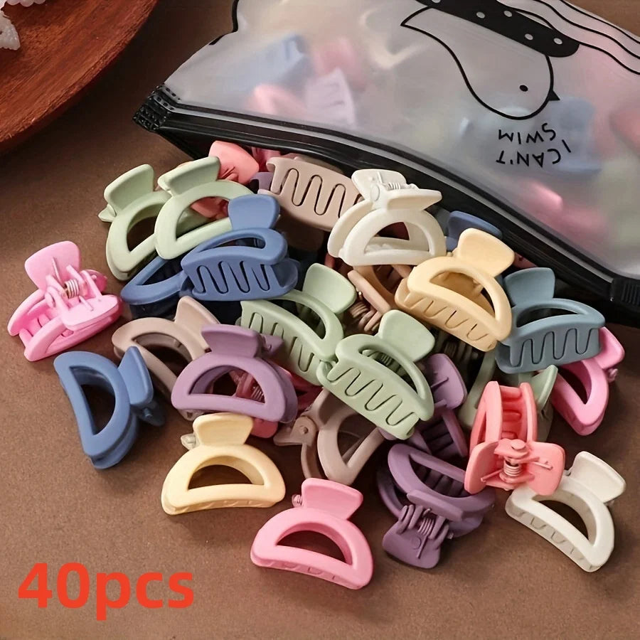 20 Pcs/Bag Solid Color Matte Hollow Hair Claw Clip Candy Color Catch Barrettes Stylish Hair Accessories Suitable for Women