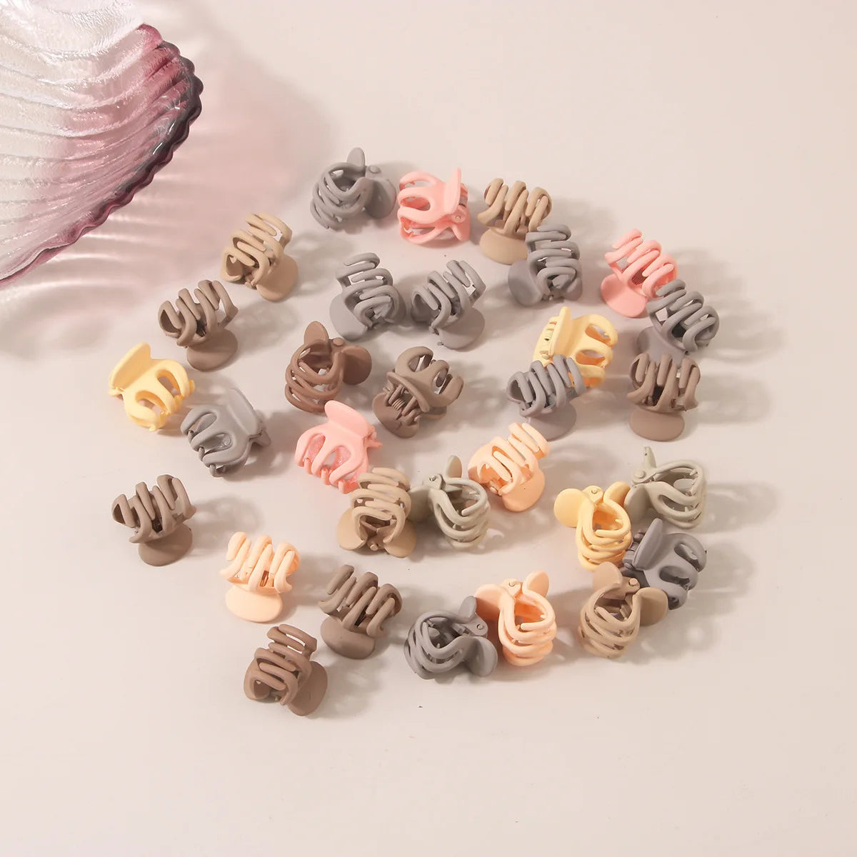 20Pcs/Set Simple Frosted Small Hair Claws Girls Cute Solid Color Acrylic Hairpin High Horsetail Clamp Headwear Hair Accessories