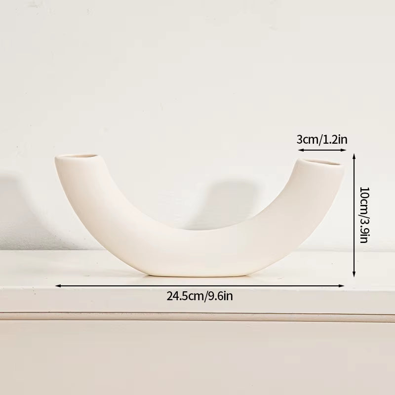 White Ceramic Vase Modern Decorative Vase for Pampas Grass Minimalist Flower Vases for Centerpiece Wedding Office Home Decor