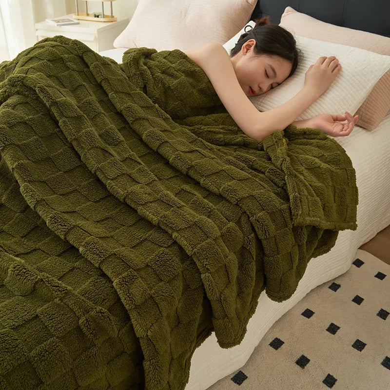 Waffle Plush Multifunctional Blanket, High Weight Farai Plush Milk Plush Beibei Plush Warm Blanket, Winter
