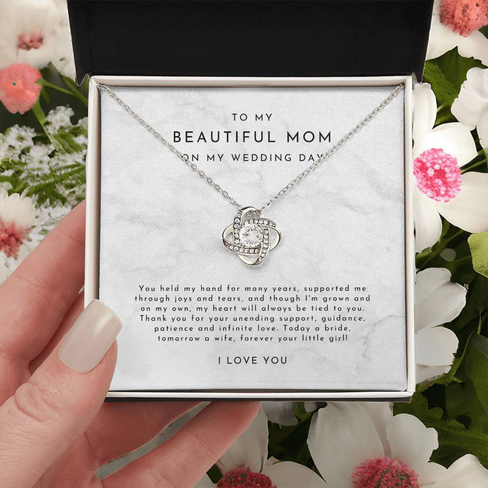 Mother of the Bride Gift (You Held My Hand) Love Knot Necklace