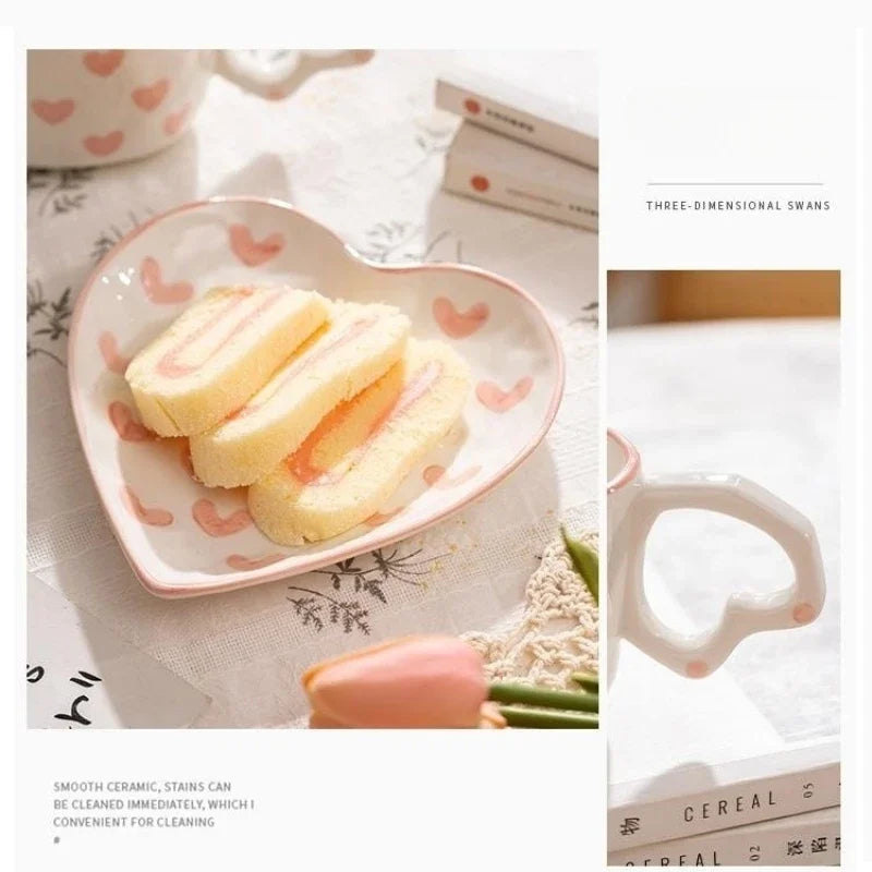 Creative INS Style Cute Coffee Mug Tea Cup Hand Painted Love Heart Ceramics Milk Cups Coffee Cups for Home Office Tableware Gift